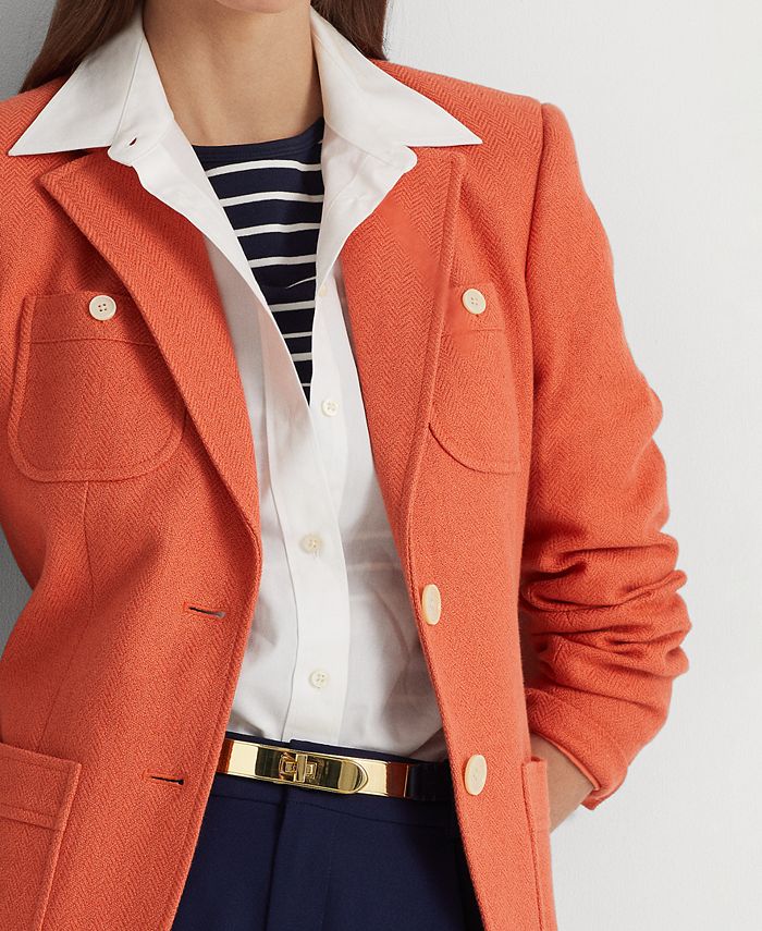 Women's Linen-Blend Herringbone Blazer