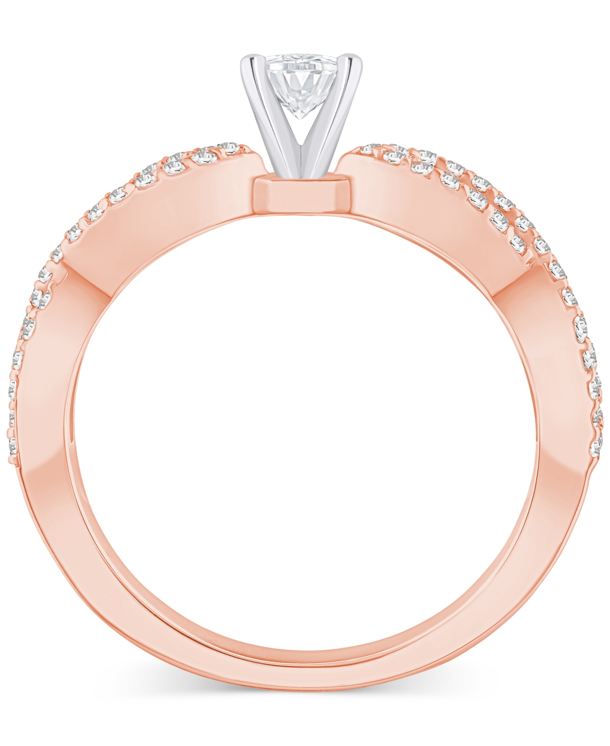 Diamond Oval Twist Shank Engagement Ring (5/8 ct. t.w.) in 14k Gold