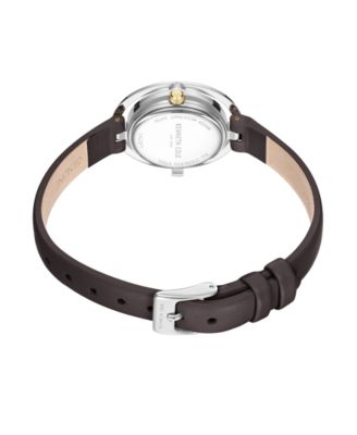 Women's Transparency Dial Brown Genuine Leather Strap Watch 32mm