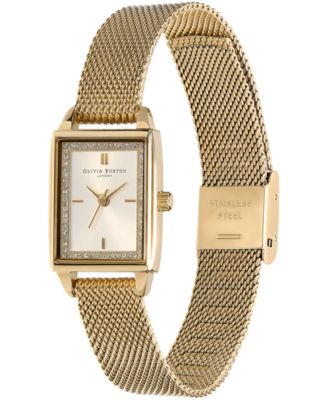 ファッション Gold-Tone Quartz Women's Burton Olivia Stainless Mesh Steel スノーボード