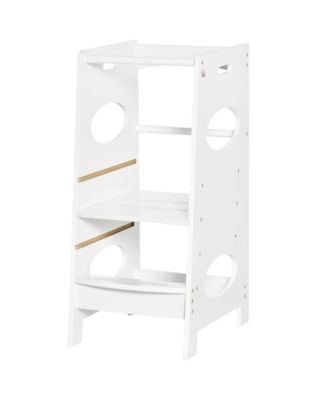 Kids Kitchen Stool for Toddlers, Adjustable Height, White