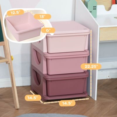 22.25" 3 Tier Kids Storage Unit Dresser Tower,