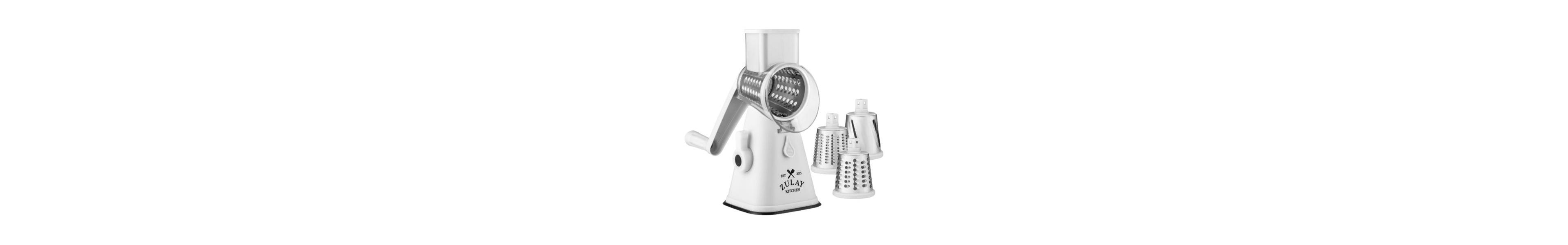 Zulay Kitchen Manual Rotary Cheese Grater With 3 Interchangeable Blades