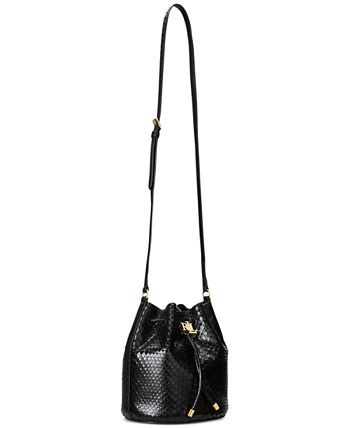 Andie Leather Large Drawstring Bag, Black