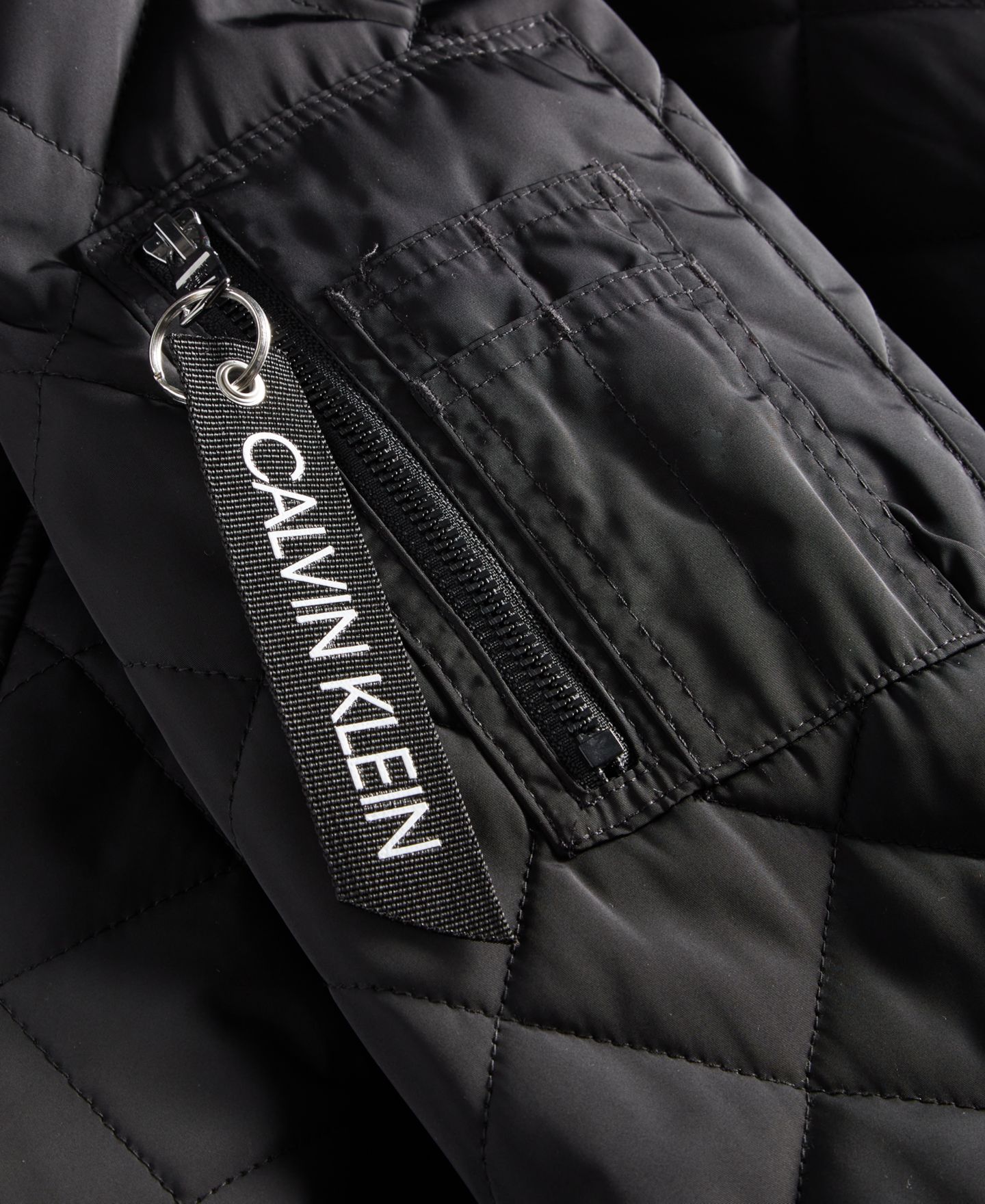 Мужская куртка Calvin Klein Quilted Baseball with Rib-Knit Trim, цвет: Чёрный — фото 7