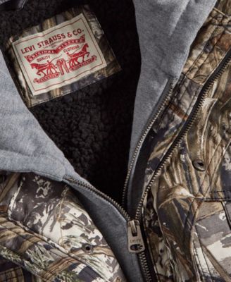 Men’s Sherpa Lined Two Pocket Hooded Trucker Jacket