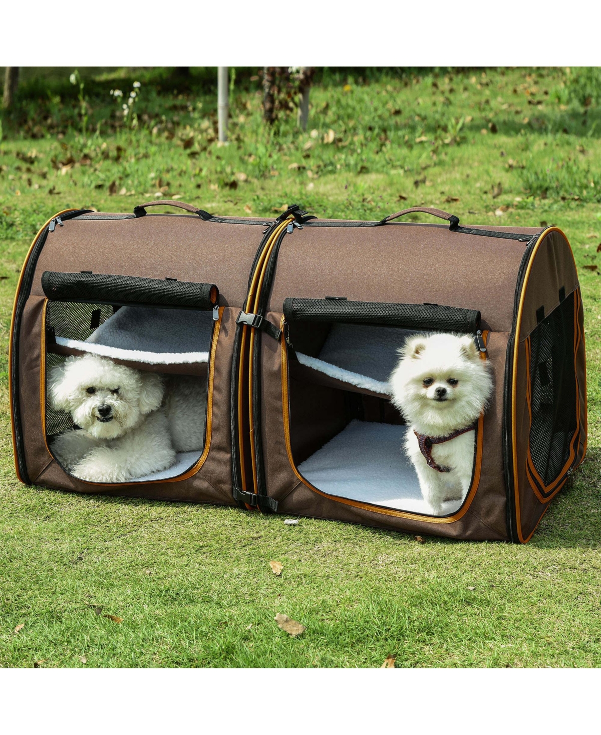 PawHut Large Portable Double Pet Carrier Kennel Bag Oxford Travel Car Seat