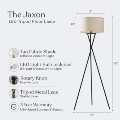 Jaxon 60" LED Contempoary Tripod Floor Lamp with Drum Shade