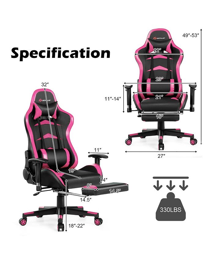 Costway Massage Gaming Chair Reclining Swivel Racing Office Chair & Reviews Gaming Chairs