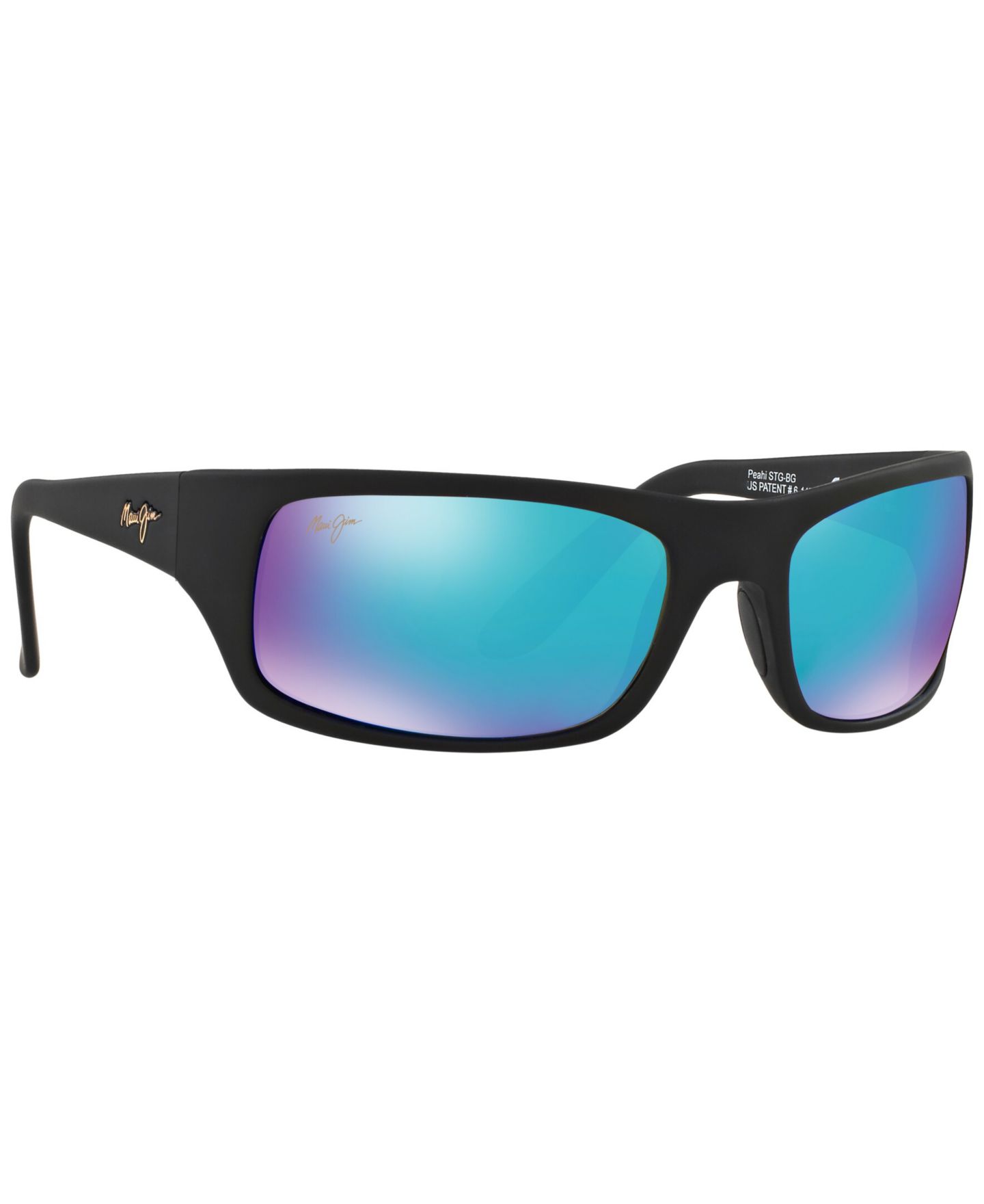 Женские солнцезащитные очки Maui Jim Peahi Polarized Sunglasses, 202 Blue Hawaii Collection, цвет: Чёрный матовый / Синий — фото 4