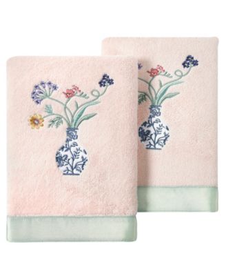 Turkish Cotton Stella Embellished 2-Pc. Hand Towel Set