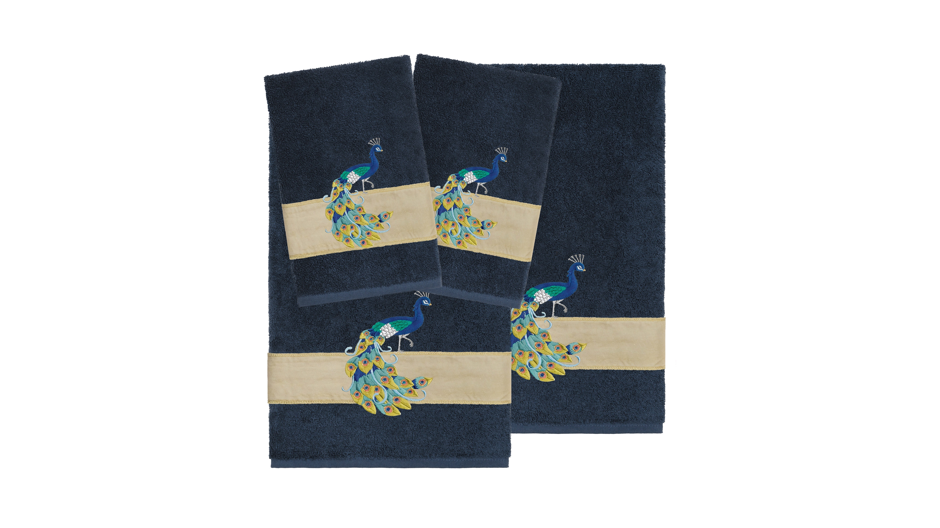 Linum Home Turkish Cotton Penelope Embellished 4-Pc. Bath Towel Set