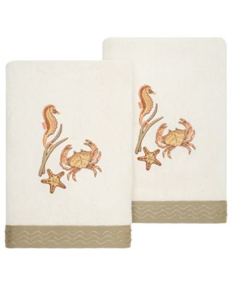 Turkish Cotton Aaron Embellished 2-Pc. Hand Towel Set