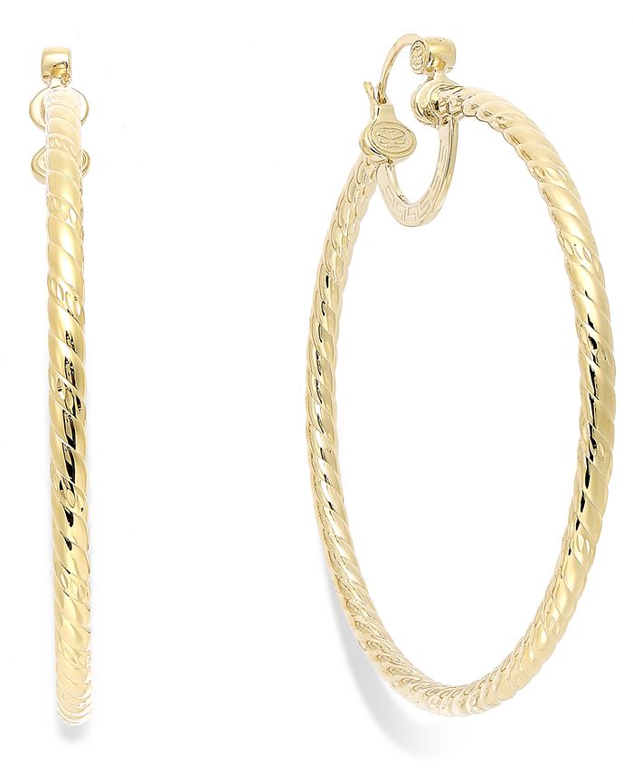Simone I. Smith Twisted Large Hoop Earrings in 14k Gold Over Sterling ...
