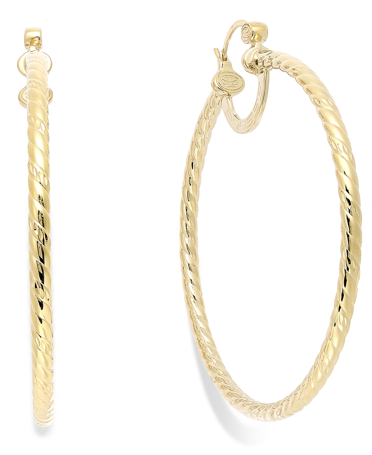 Twisted Large Hoop Earrings in 14k Gold Over Sterling Silver