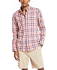 Men's Classic-Fit Long-Sleeve Plaid Poplin Shirt
