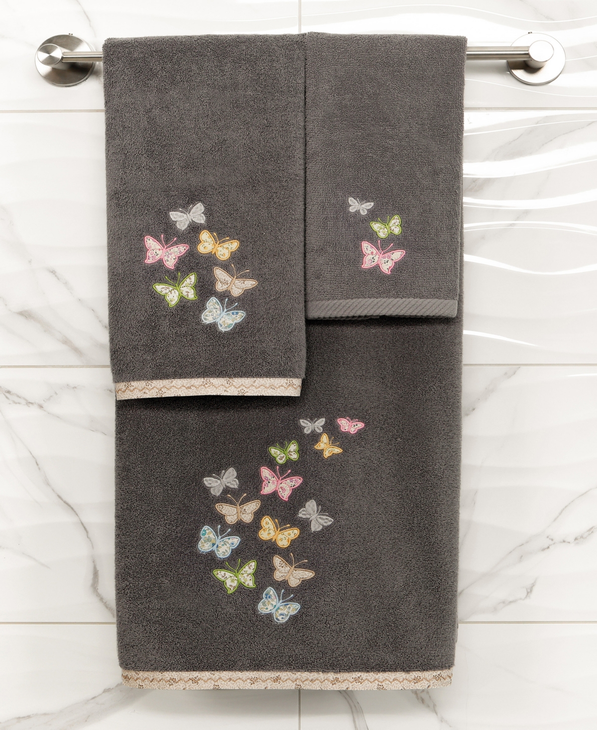 Linum Home Turkish Cotton Mariposa Embellished -Pc. Bath Towel Set