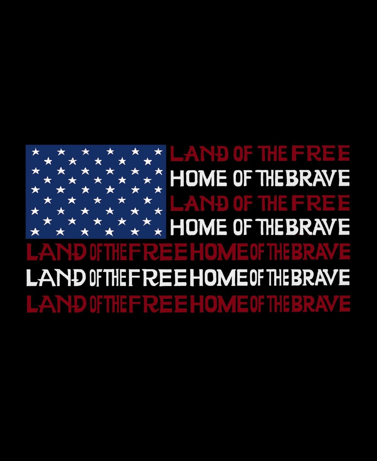 La Pop Art Women's Land of the Free American Flag Word Art Long Sleeve T-shirt