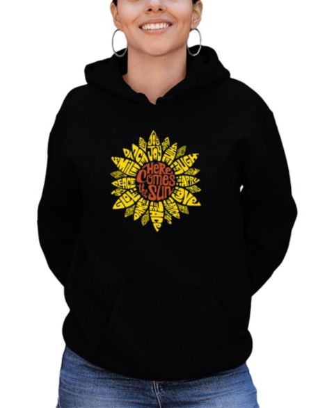 Женское худи LA Pop Art Sunflower Word Art Hooded, цвет: Чёрный
