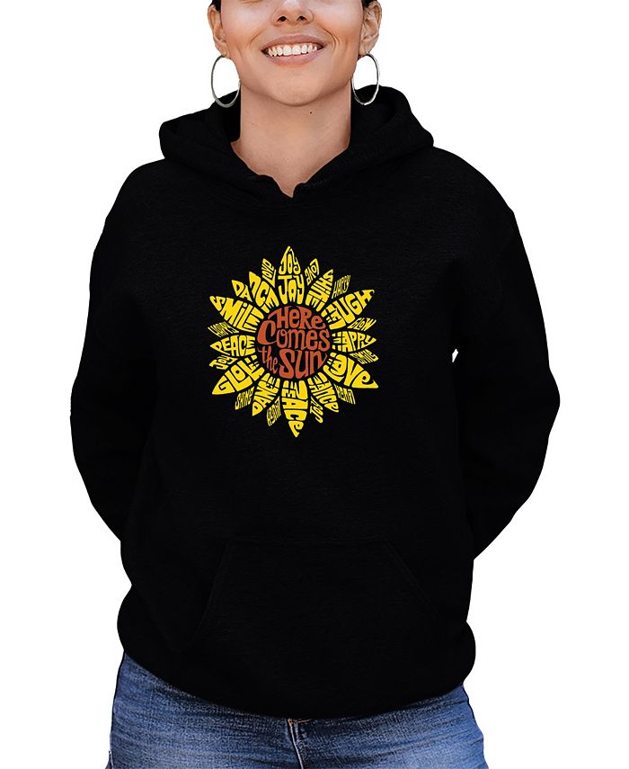 LA Pop Art Women's Sunflower Word Art Hooded Sweatshirt - Macy's