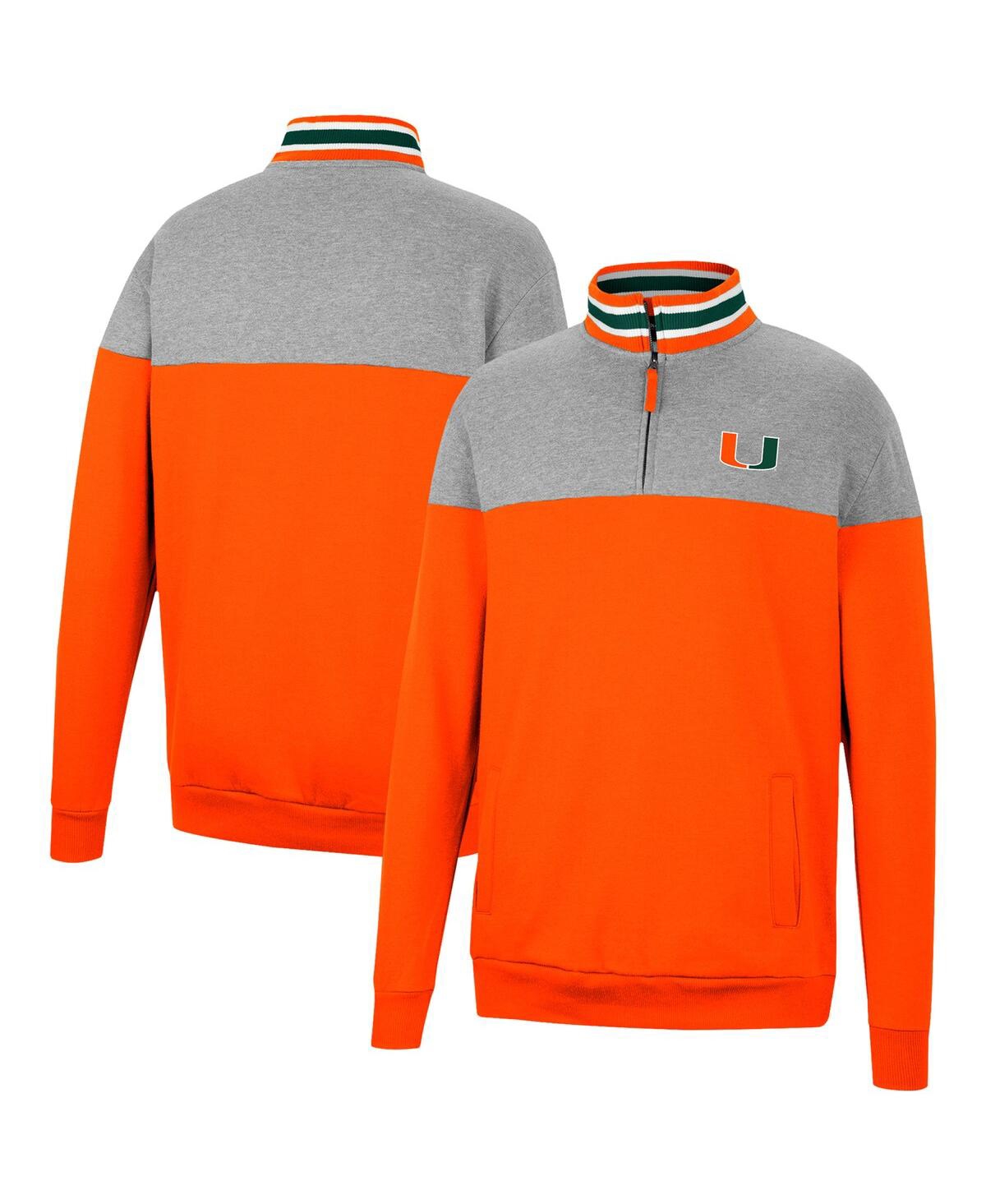 Colosseum Men's  Heathered Gray, Orange Oklahoma State Cowboys Be The Ball Quarter-zip Top In Heathered Gray,orange
