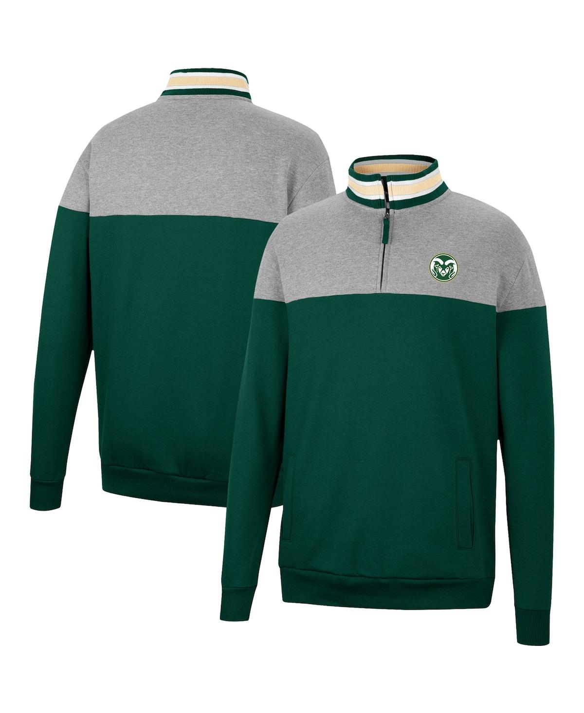 Shop Colosseum Men's  Heathered Gray And Green Colorado State Rams Be The Ball Quarter-zip Top In Heathered Gray,green