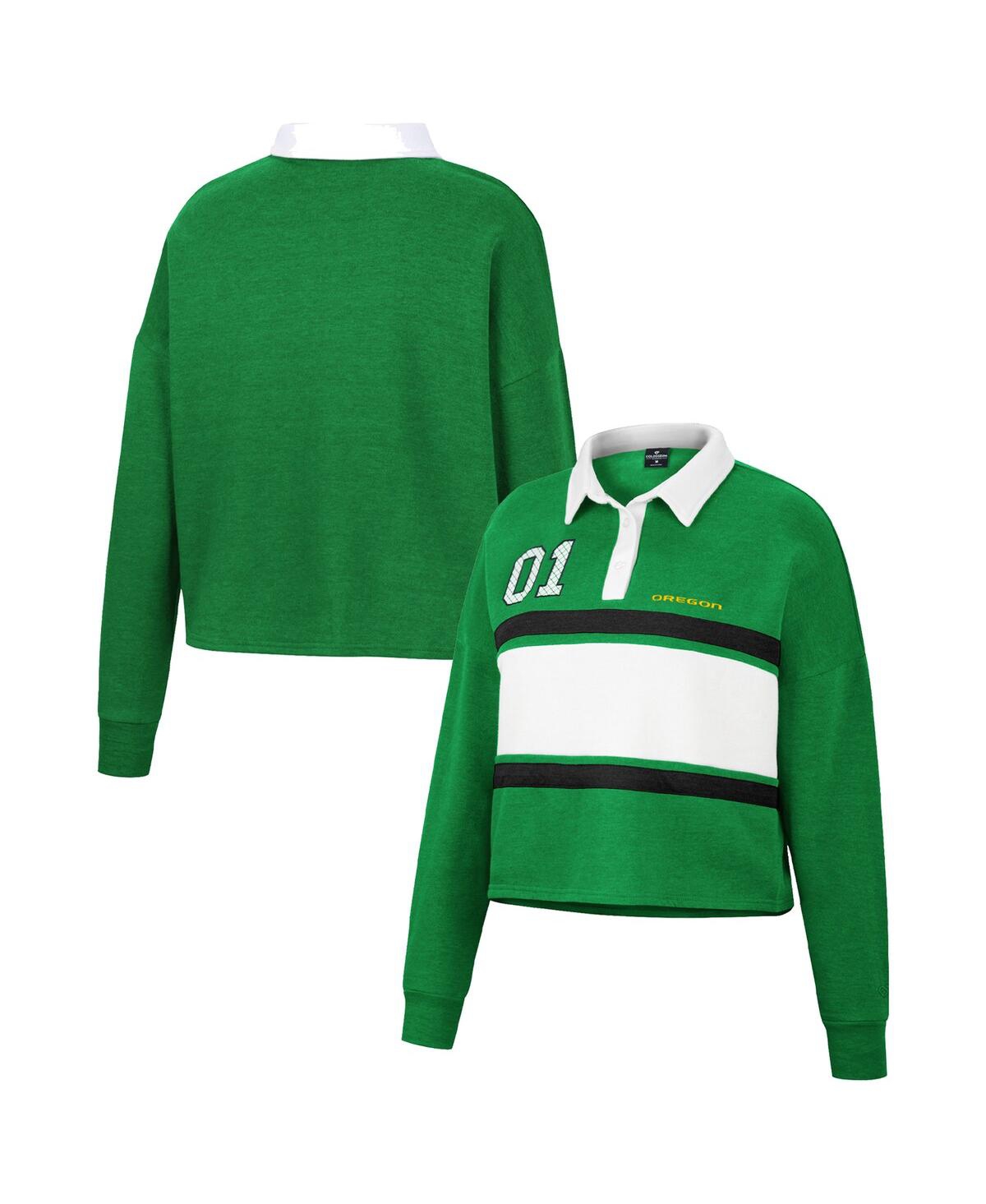 Women's Colosseum Green Oregon Ducks I Love My Job Rugby Long Sleeve Shirt - Green