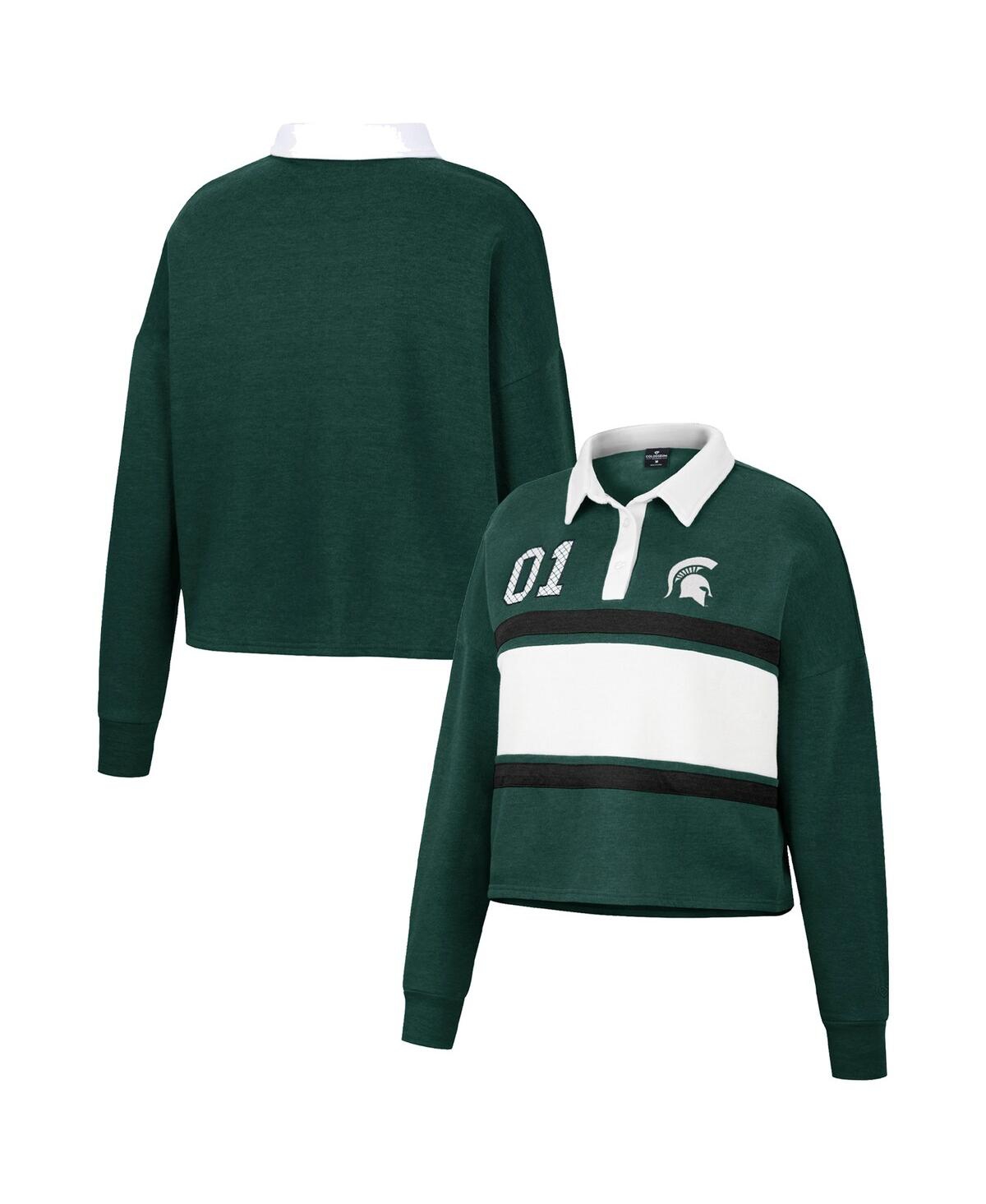 Shop Colosseum Women's  Green Michigan State Spartans I Love My Job Rugby Long Sleeve Shirt