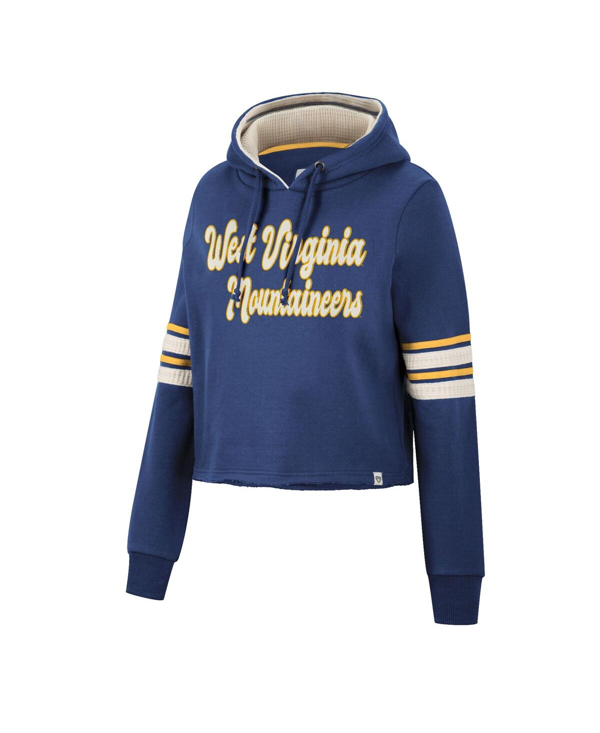 Colosseum Women's  Navy West Virginia Mountaineers Retro Cropped Pullover Hoodie In Navy