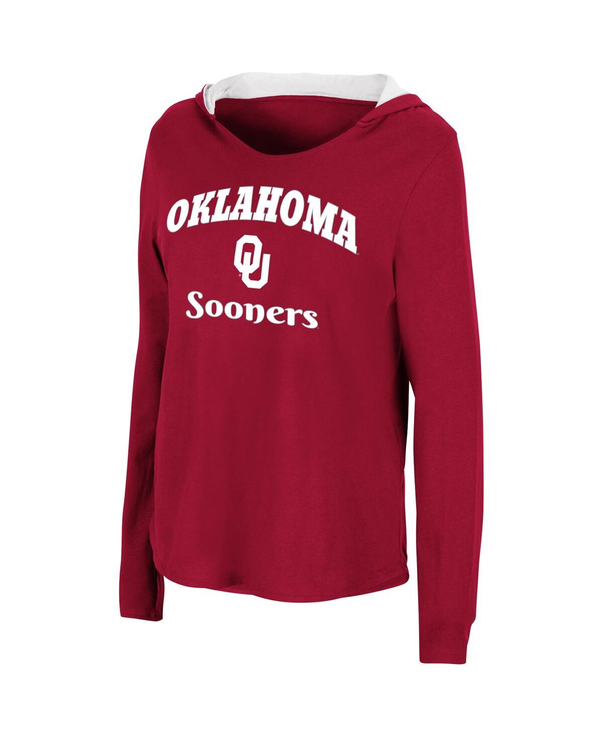 Shop Colosseum Women's  Crimson Oklahoma Sooners Catalina Hoodie Long Sleeve T-shirt