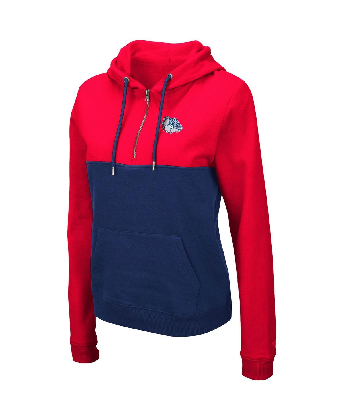 Colosseum Women's  Red, Navy Gonzaga Bulldogs Aidan Lightweight 1/4-zip Hoodie In Red,navy