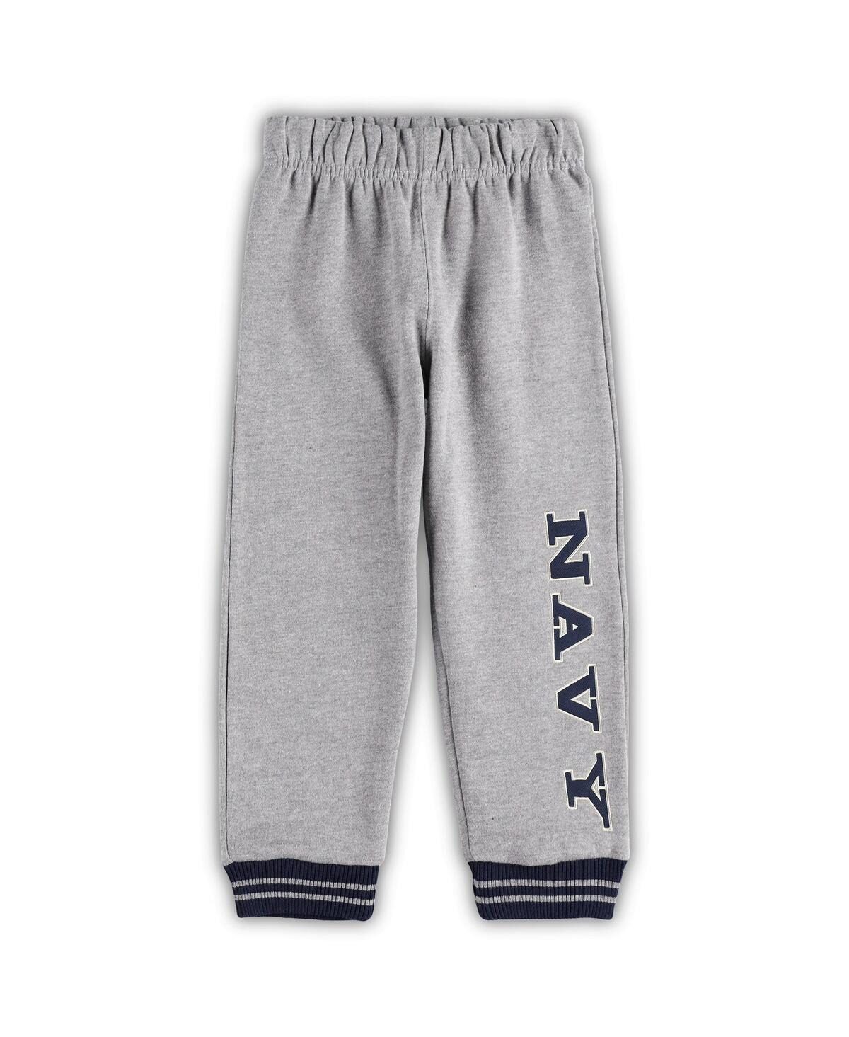 Colosseum Toddler Boys  Navy And Heathered Gray Navy Midshipmen Poppies Pullover Hoodie And Sweatpant In Navy,heathered Gray