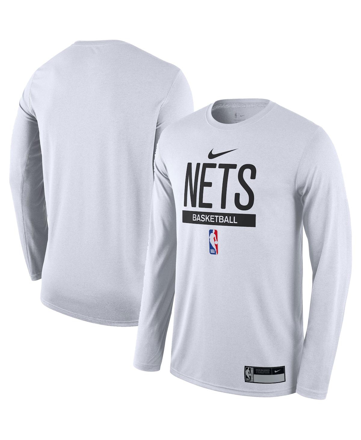 Men's NikeBrooklyn Nets 2022/23 Legend On-Court Practice Performance Long Sleeve T-shirt - White