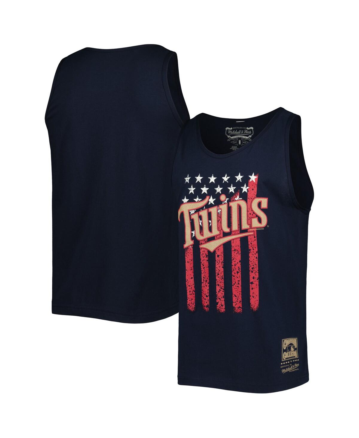 Mitchell & Ness Men's  Navy Minnesota Twins Cooperstown Collection Stars And Stripes Tank Top In Navy