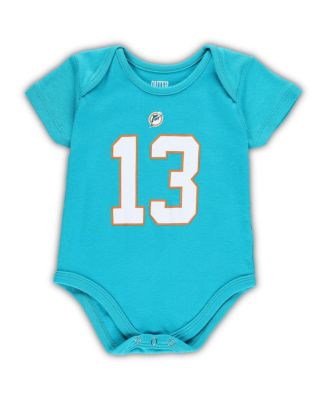 Boys and Girls Infant Dan Marino Aqua Miami Dolphins Mainliner Retired Player Name and Number Bodysuit