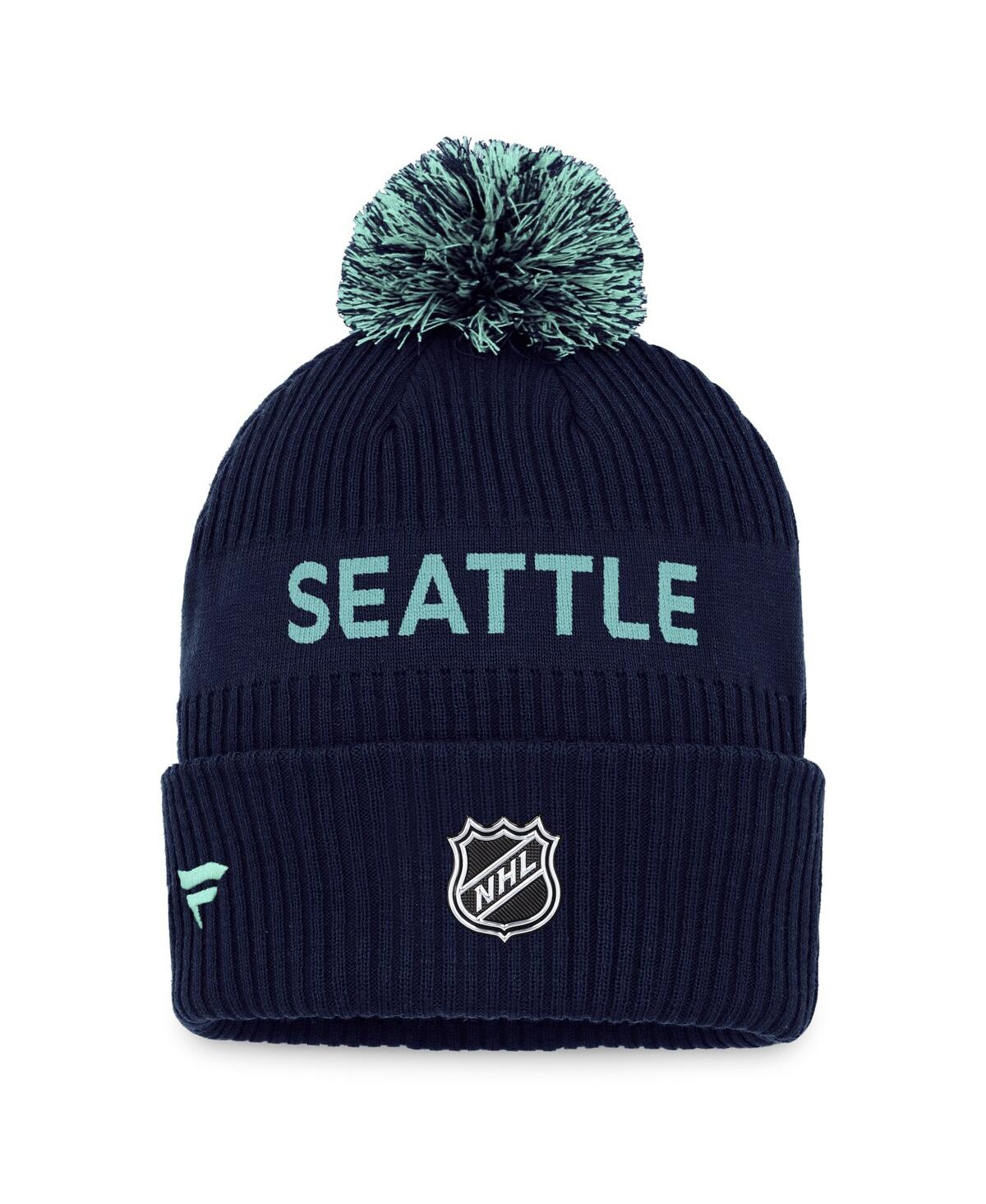 Fanatics Men's  Deep Sea Blue, Light Blue Seattle Kraken 2022 Nhl Draft Authentic Pro Cuffed Knit Hat In Deep Sea Blue,light Blue
