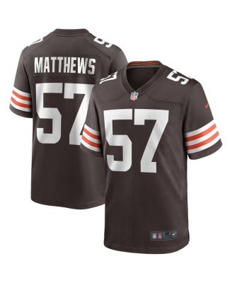 Men's Clay Matthews Brown Cleveland Browns Game Retired Player Jersey
