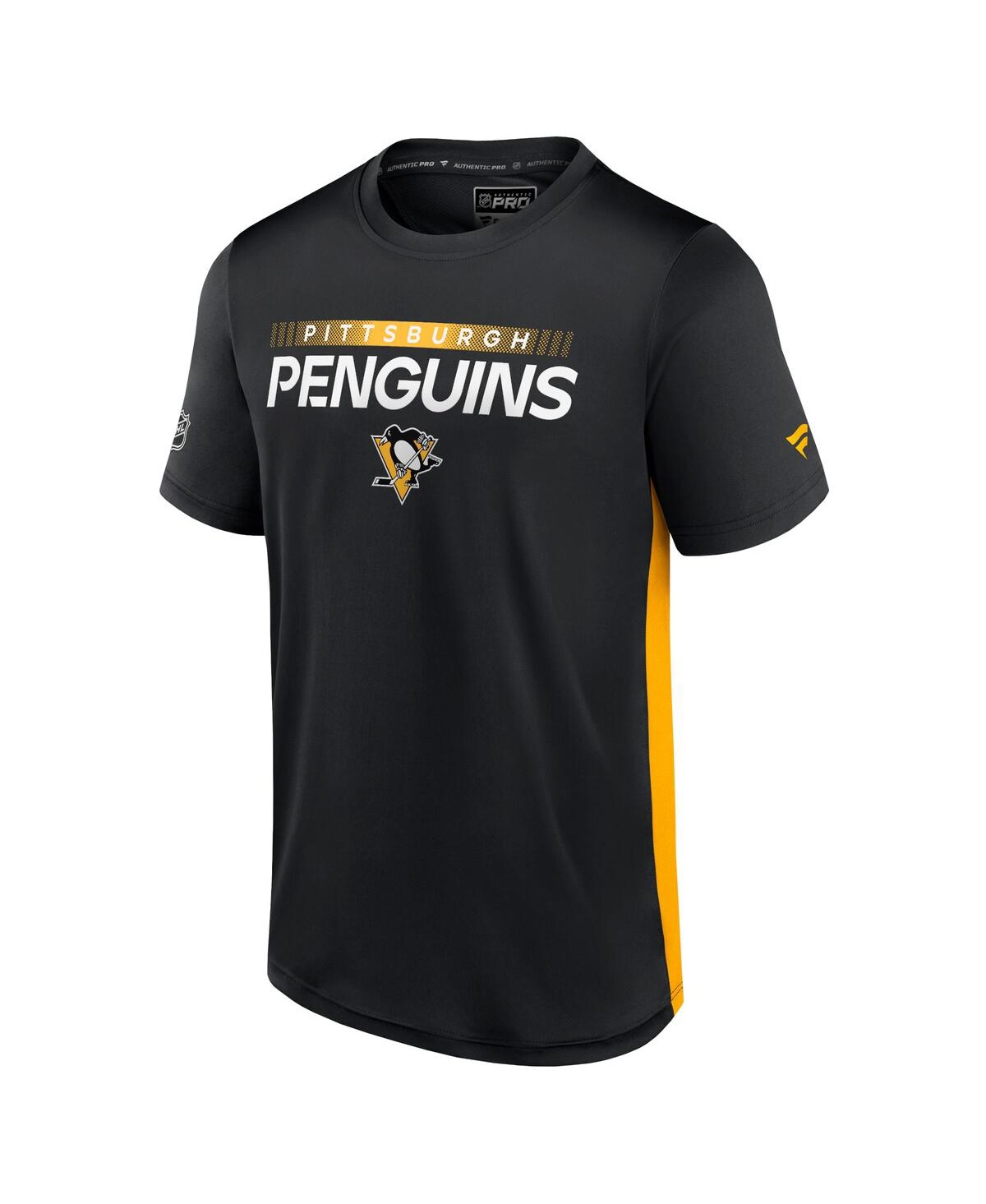 Shop Fanatics Men's  Black, Gold Pittsburgh Penguins Authentic Pro Rink Tech T-shirt In Black,gold