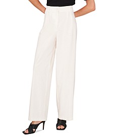 Women's Solid-Color Pintuck Wide-Leg Trousers