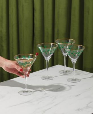 Holiday Decal Martini Glass, Set of 4