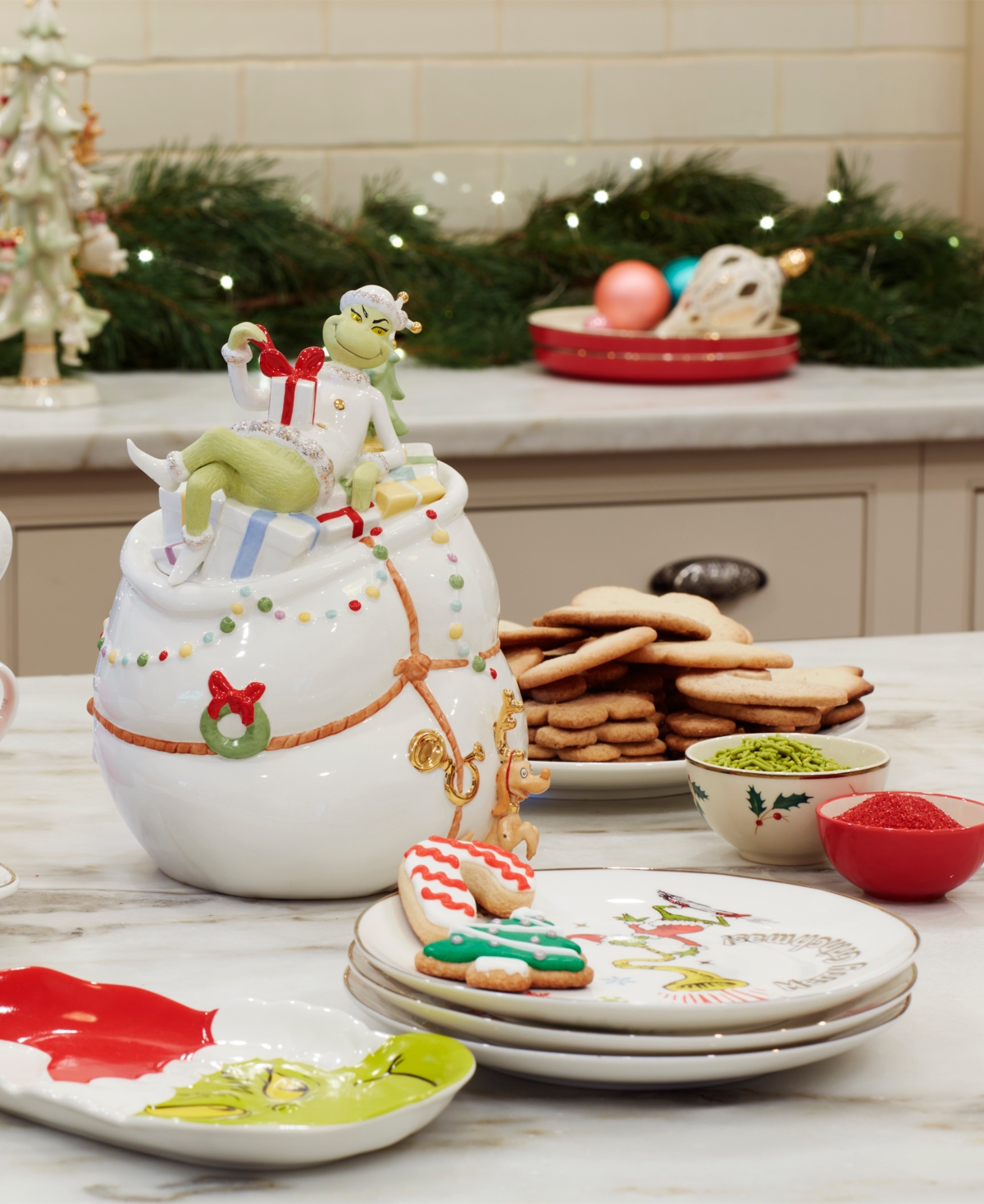 Lenox Merry Grinchmas Accent Plates, Set of 4 - Green And Ivory