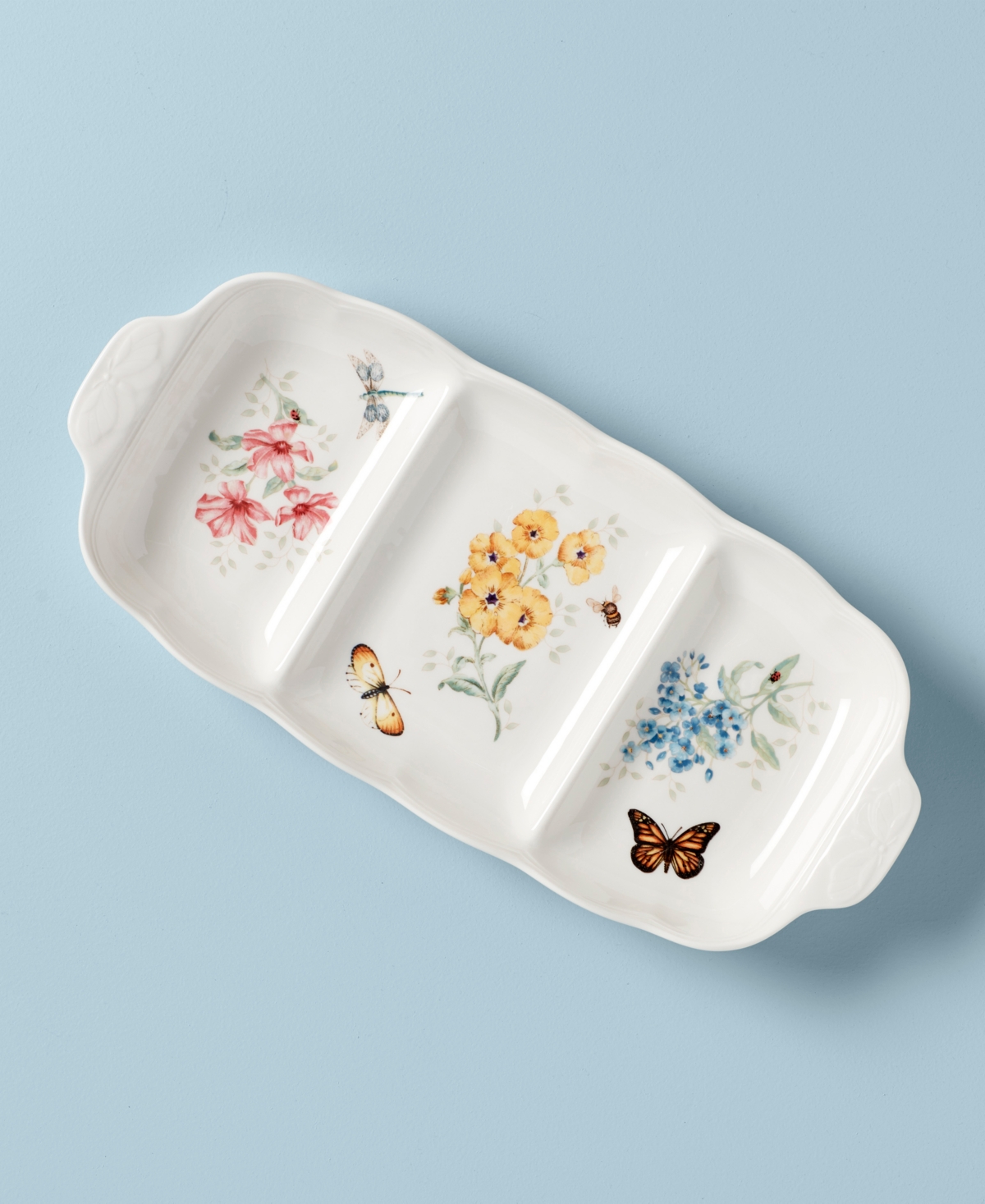 Lenox Butterfly Meadow Porcelain Three-Part Divided Server