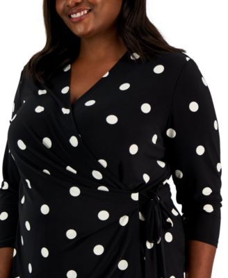 Plus Size Printed Side-Tie 3/4-Sleeve Top