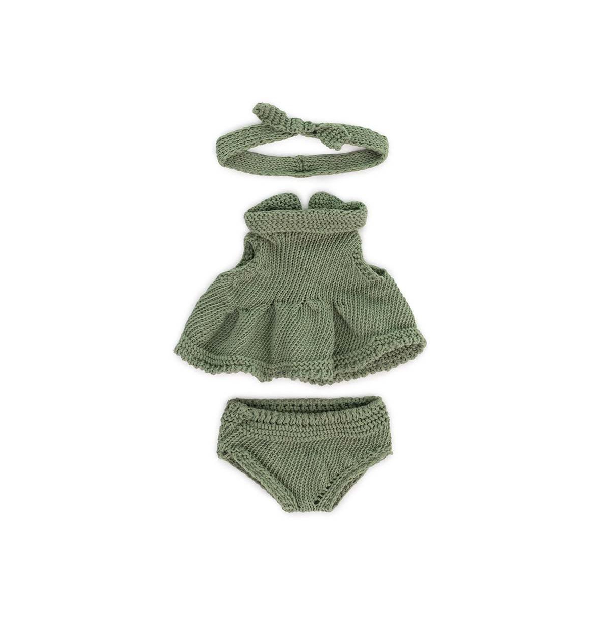 Miniland Kids' Knitted Doll Outfit 8.25" In Green