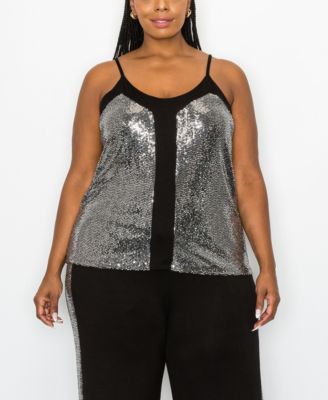 Macy's plus size sequin tops online