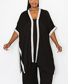 Plus Size Sequin Contrast Kimono Top