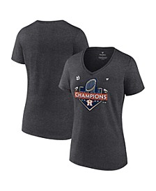 Women's Branded Heather Charcoal Houston Astros 2022 World Series Champions Locker Room Short Sleeve V-Neck T-shirt