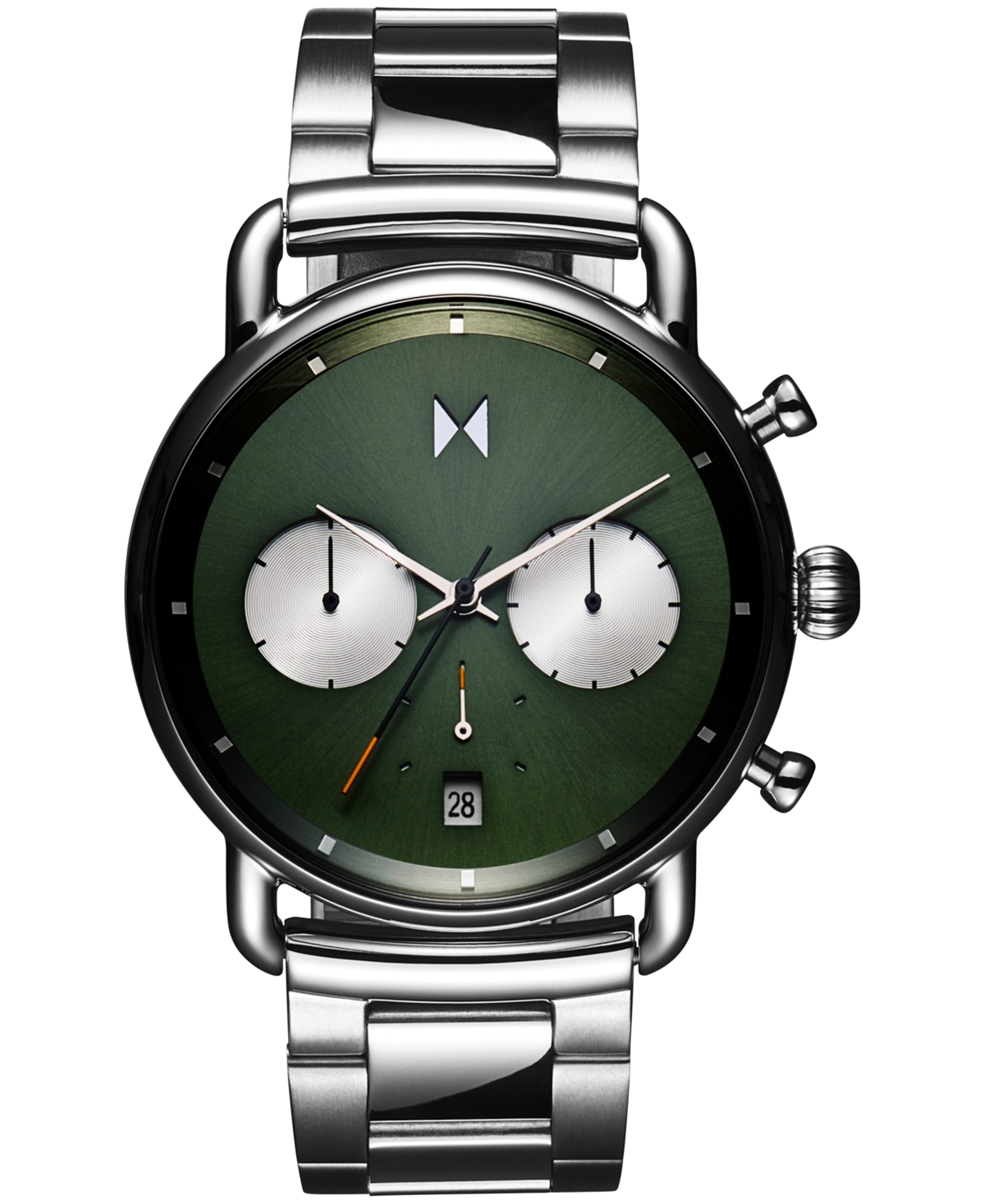 Mvmt Men's Blacktop Silver-tone Stainless Steel Bracelet Watch 42mm In Green/silver
