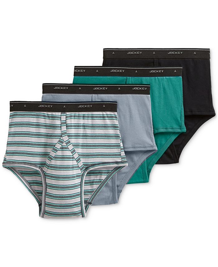 Men's classic cotton briefs with fly - Black - Dilling