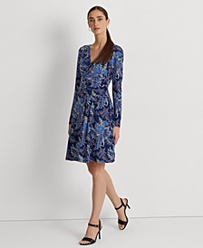 Women's Floral Jersey Long-Sleeve Dress	